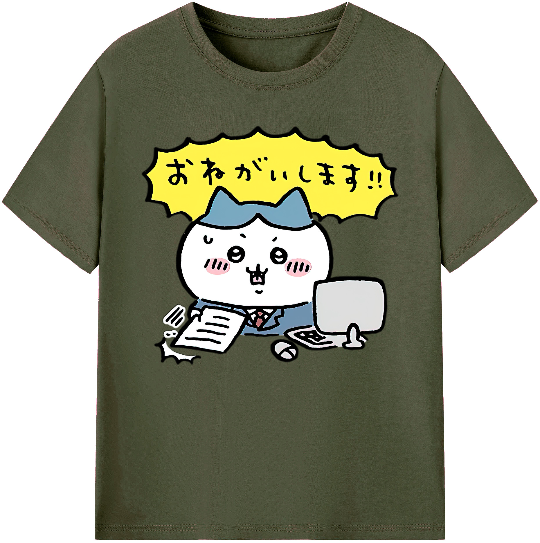 （画像用） ちいかわ ハチワレ Chii-kawa hachiware 綿100％ メンズ半袖Tシャツ｜肌触りやわらか＆通気性